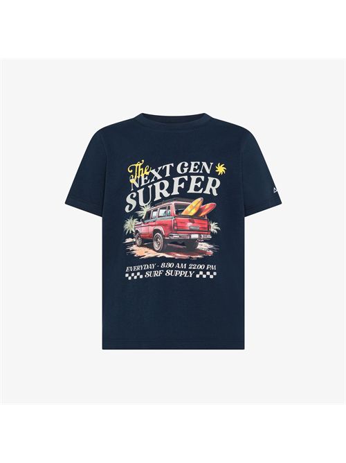 T-shirt in jersey di cotone con stampa blu navy SUN 68 | T36341/07